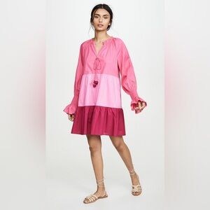 Figue Bella Pink Cotton Mini Dress Long Sleeve Size XS